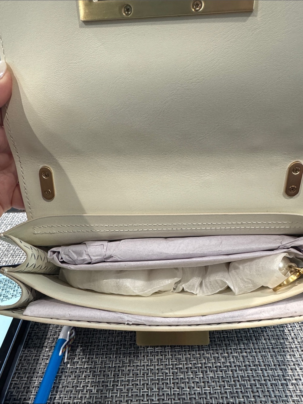 ZAC Zac Posen Earthette Top Handle and Shoulder Bag in Swan with Gold Hardware - Picture 3 of 5